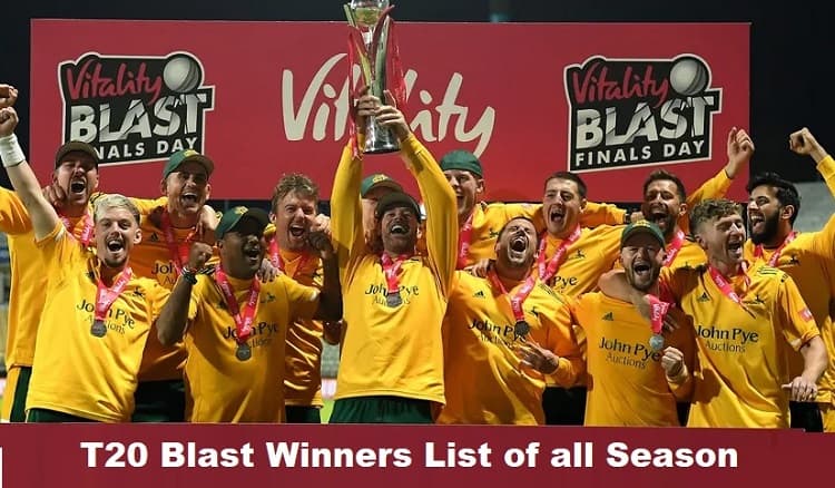 T20 Blast Winners List of all Season