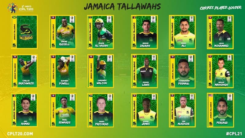 Jamaica Tallawahs Players and Squad 2021, Owner, Captain, Jersey