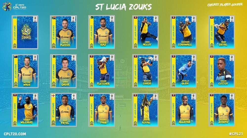 St Lucia Zouks Players 2021 and Squad, Owner, Jersey, Twitter, Schedule