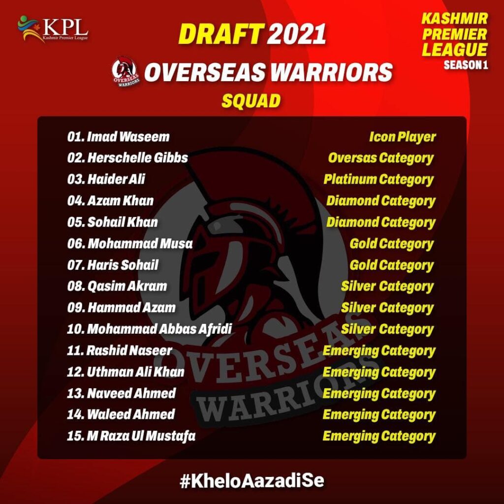 Overseas Warriors Players List, Squad, Place, Owner, Captain, Time Table