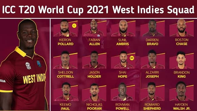 West Indies Squad For ICC T20 World Cup 2021