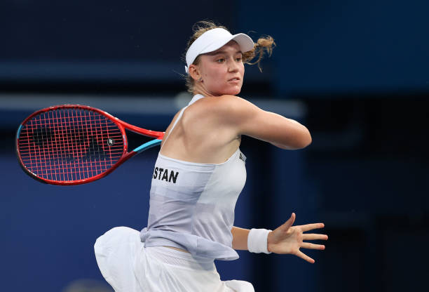 Elena Rybakina in action during a match