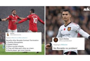 Twitter says, "Players on the field increase from 10 to 11" as Manchester United performs admirably without Cristiano Ronaldo.