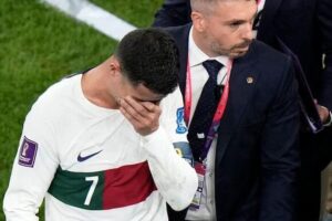 Cristiano Ronaldo sprints out of the World Cup before breaking down in tears