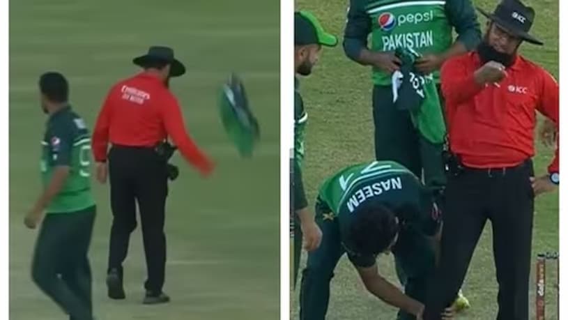 Watch: After Wasim hits Haris Rauf, an irate umpire throws Haris Rauf's sweater, and then Naseem Shah does this to shock everyone