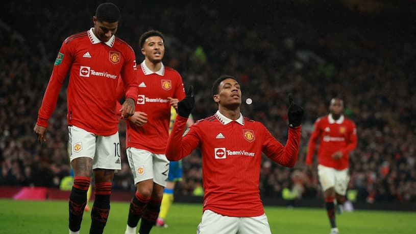 Fred and Martial score as Manchester United defeats Forest to advance to the League Cup final