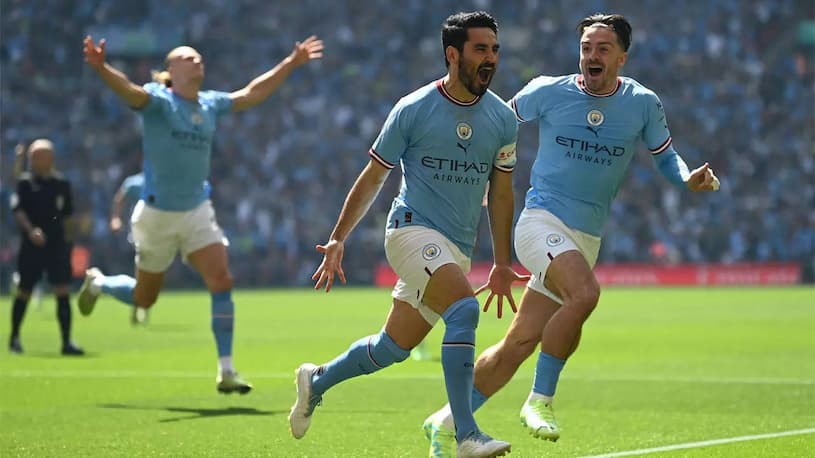 A Manchester City player sets a record by scoring a stunning goal six touches after the game has started