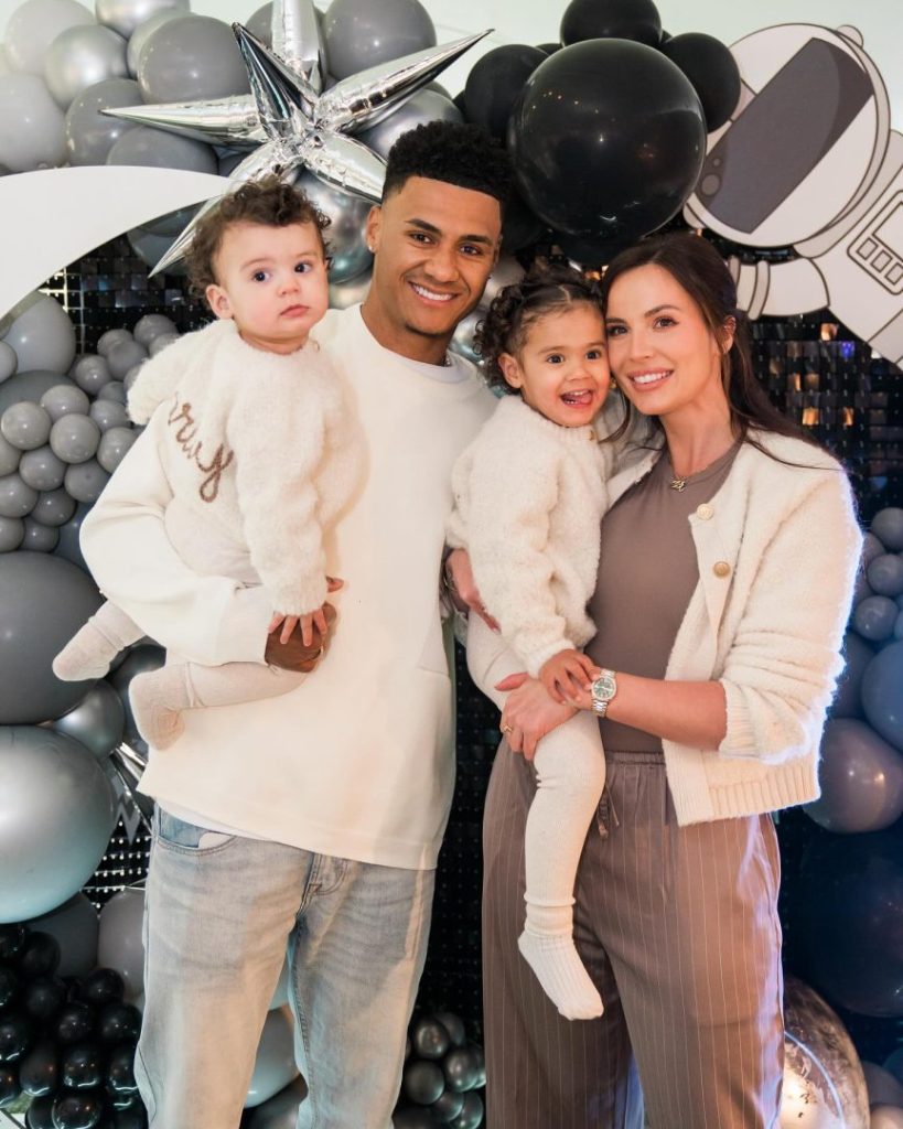 Ollie Watkins with his girlfriend and children